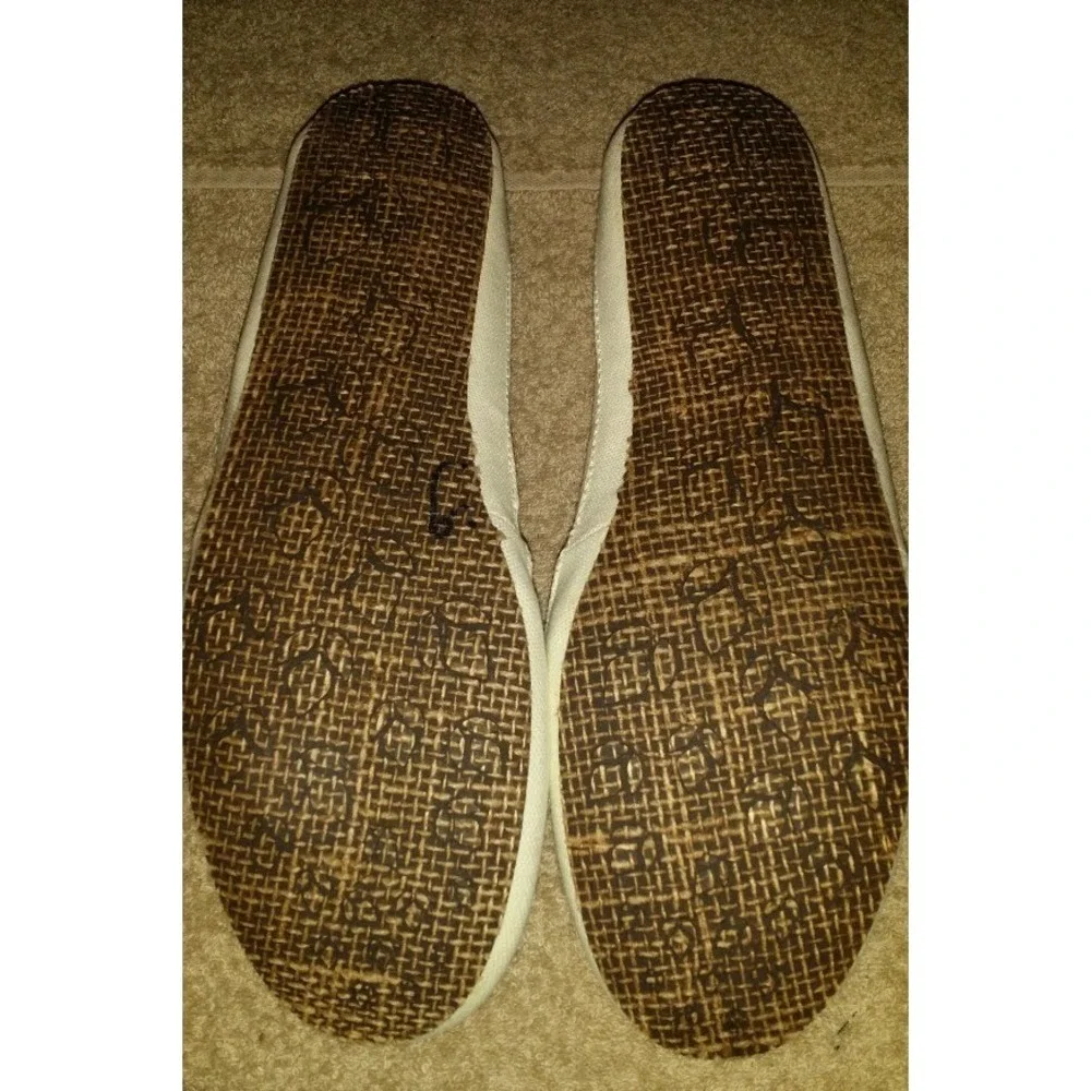 Womans 9.5 m‎ beige striped shoes sperry Slip On Canvas